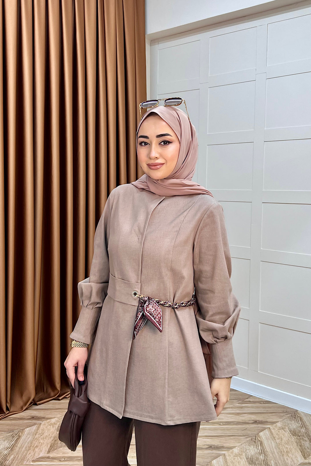 Wanda Fular Kemer Detay Gabardin Kap Vizon 26029-VIZON