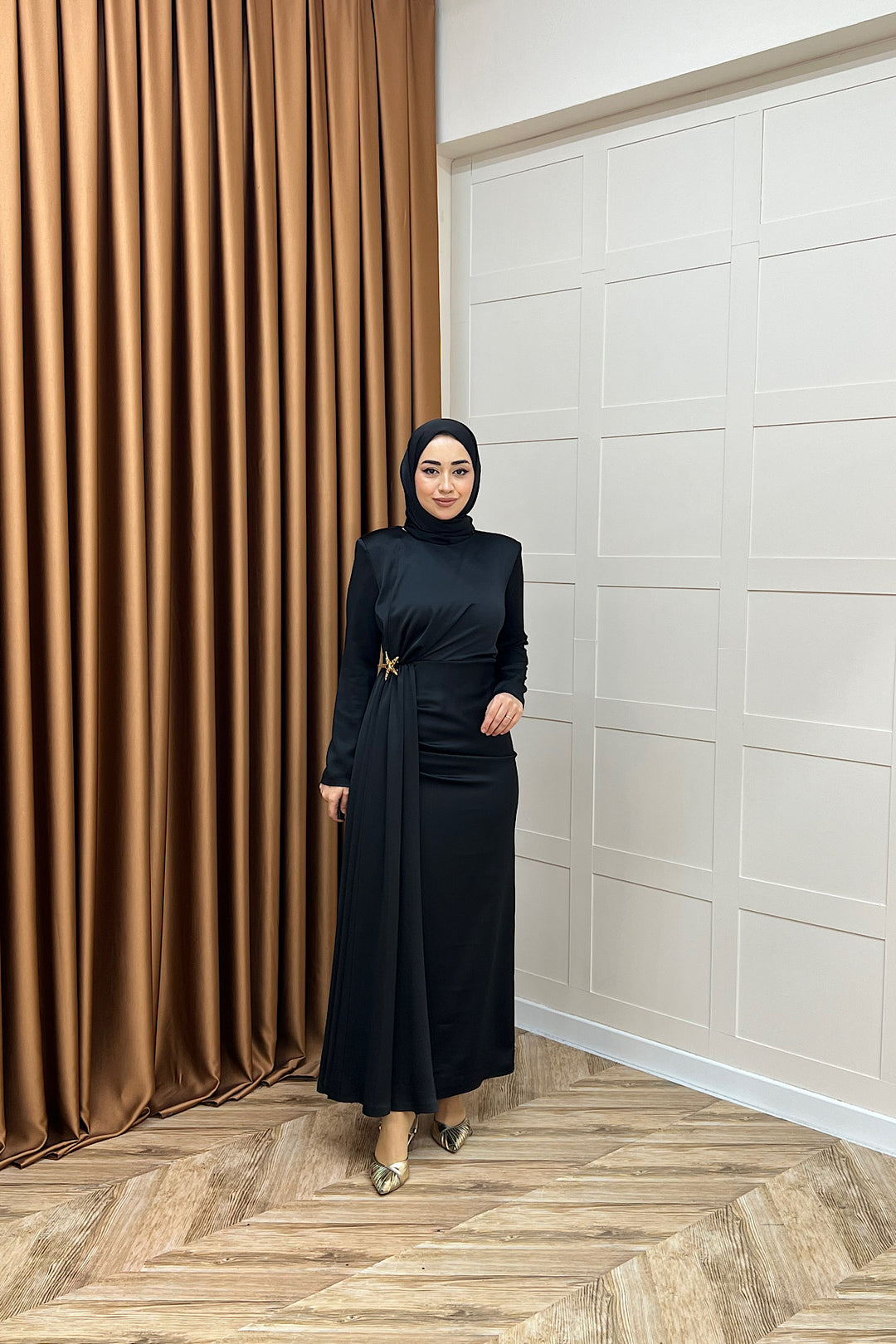 Hazel Saten Abiye Siyah 3084-SIYAH