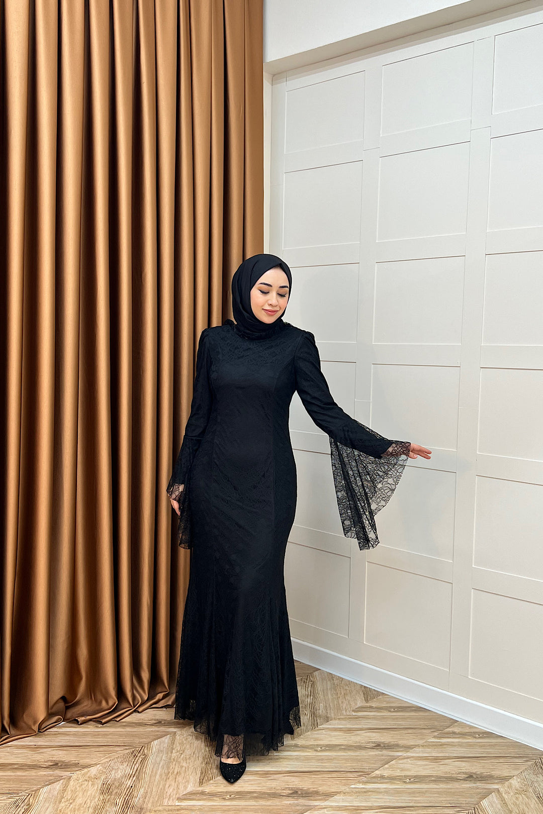 Lucia Dantel Balık Abiye Siyah 3085-SIYAH