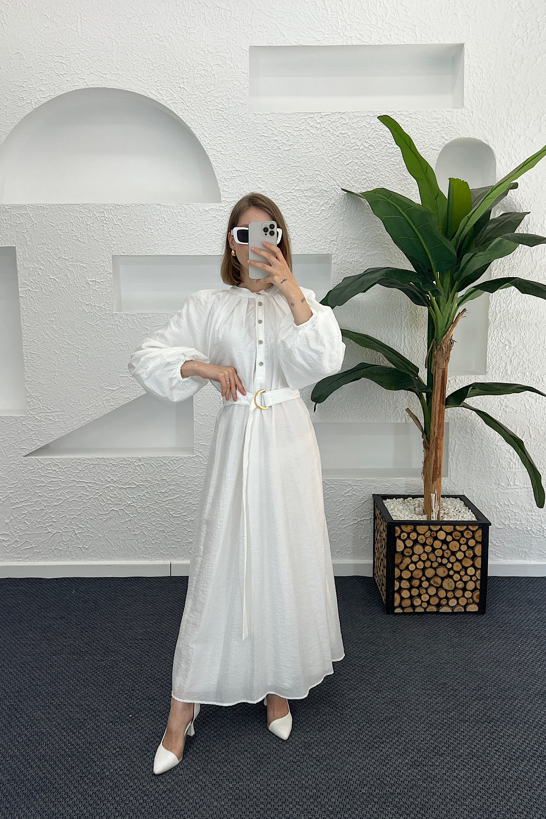 Yaz Gülü Elbise Beyaz 9016-BEYAZ