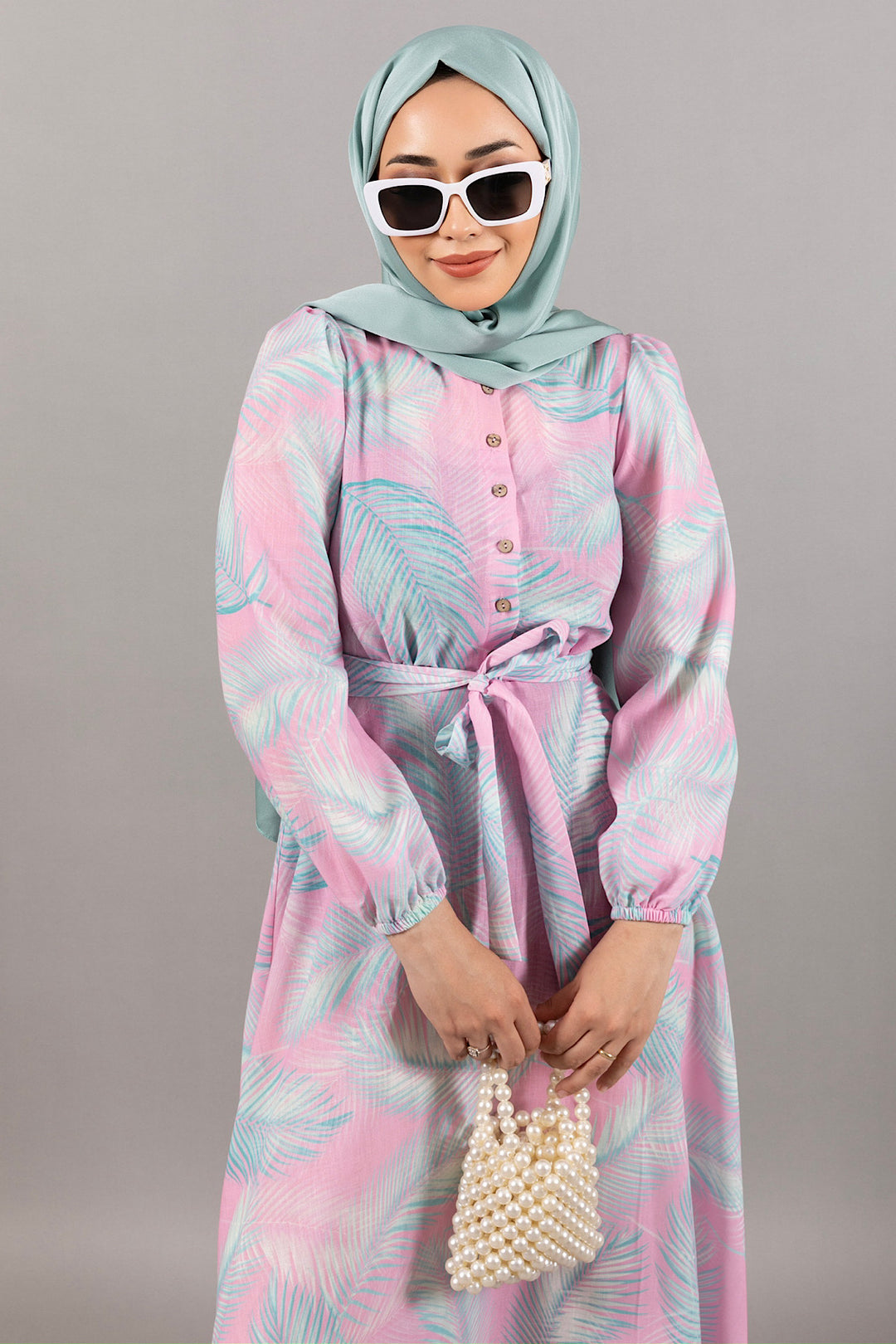 Emily Keten Elbise Pembe 4967-PEMBE