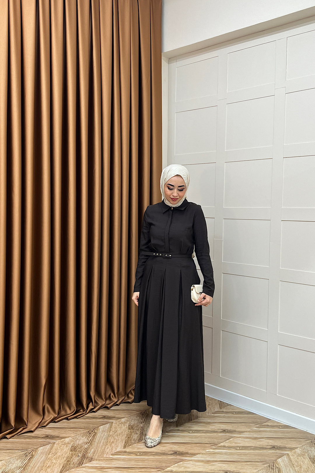 Lunia Kemerli Elbise Kahverengi 5010-KAHVERENGI