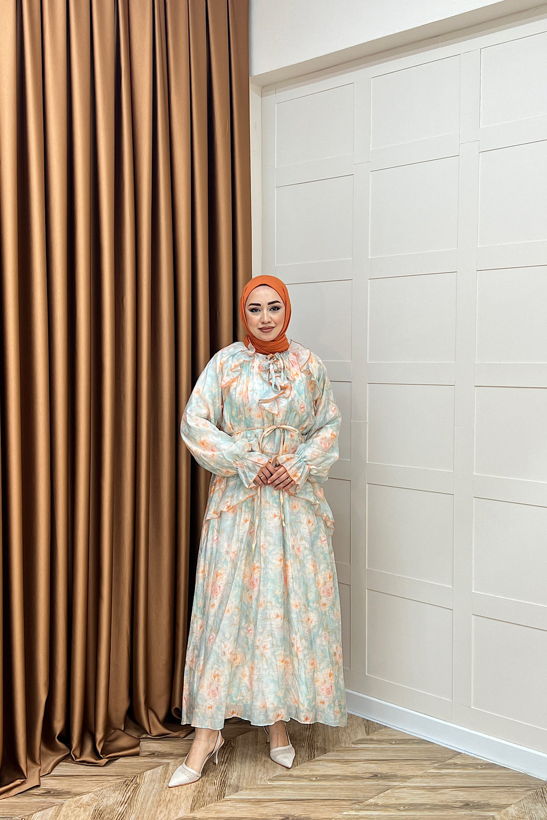 Mindy Fırfırlı Elbise Mavi 5179-MAVI
