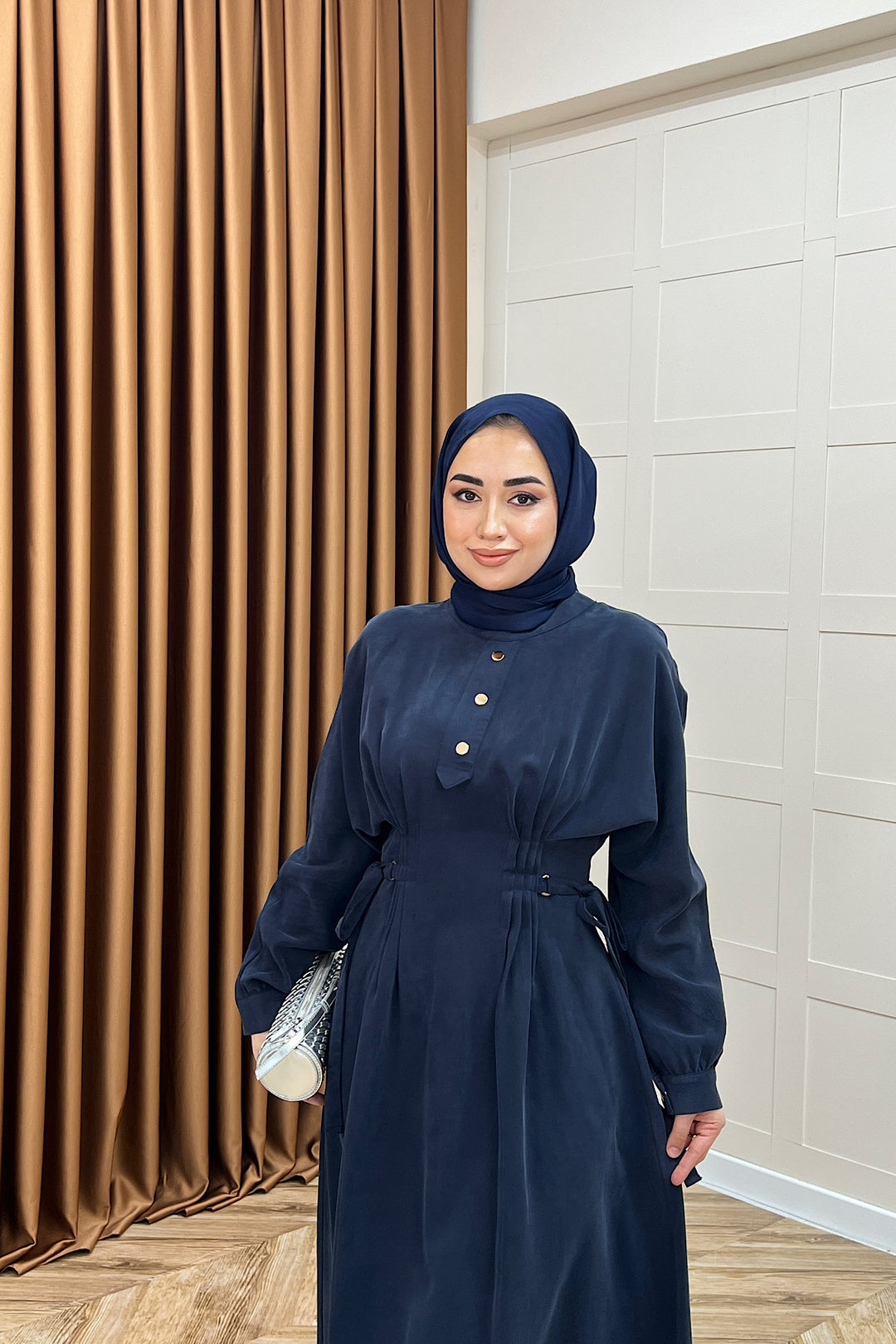 Maya Bel Detay Elbise Lacivert 3034-LACIVERT