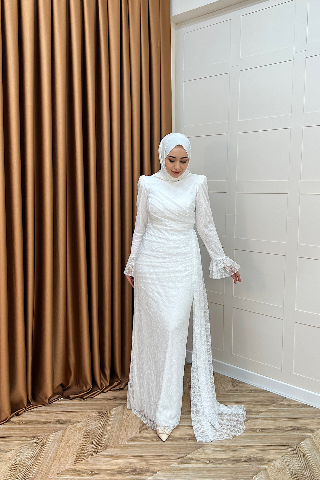 Serena Dantel Balık Abiye Beyaz 3082-BEYAZ