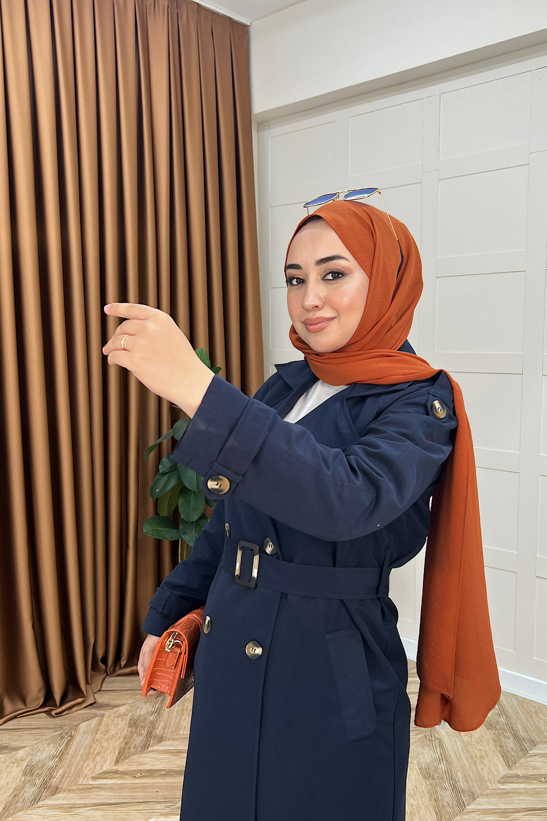 Pamella Kuşaklı Trençkot Lacivert 5533-LACIVERT