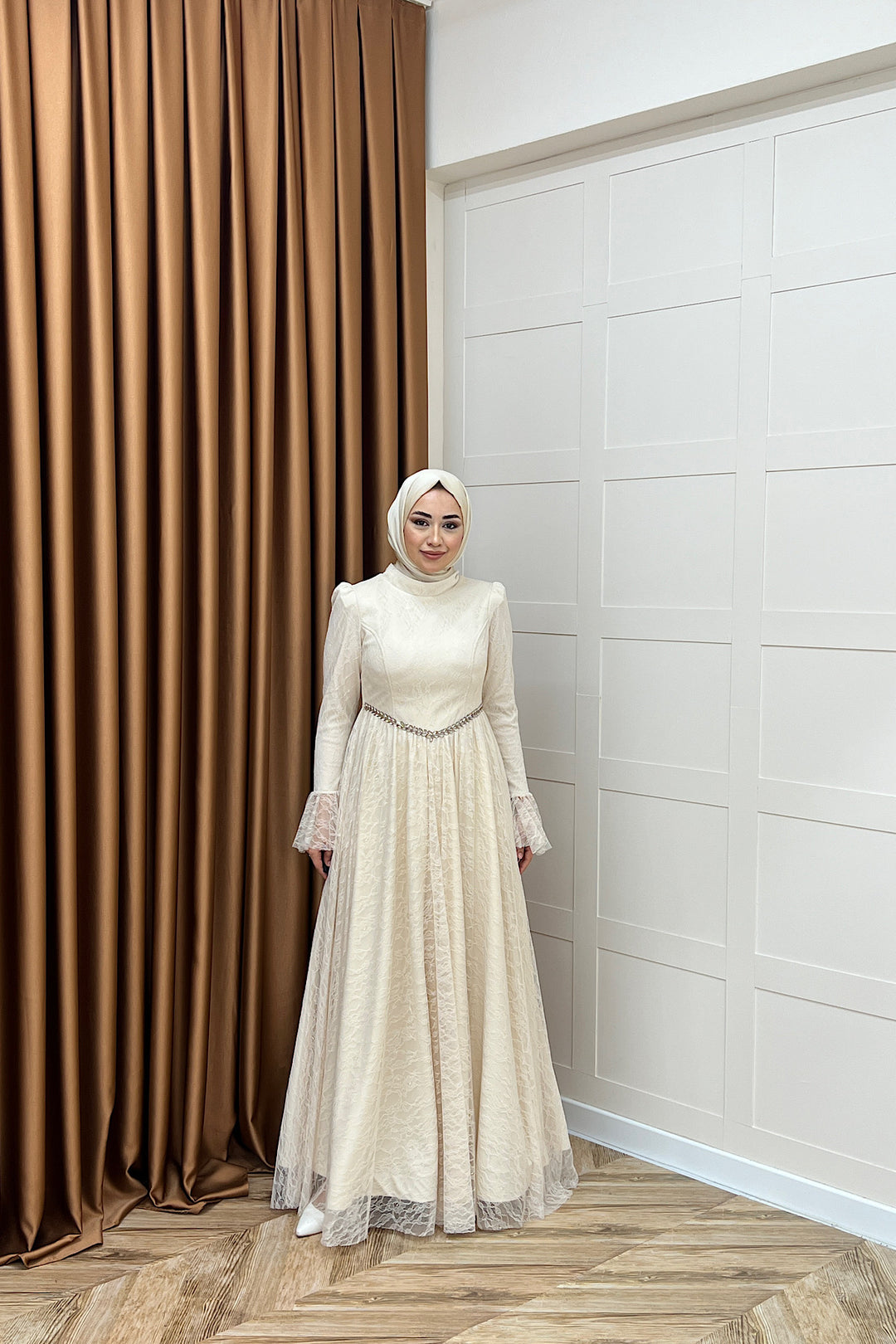 Elena Dantel Abiye Krem 03101-KREM