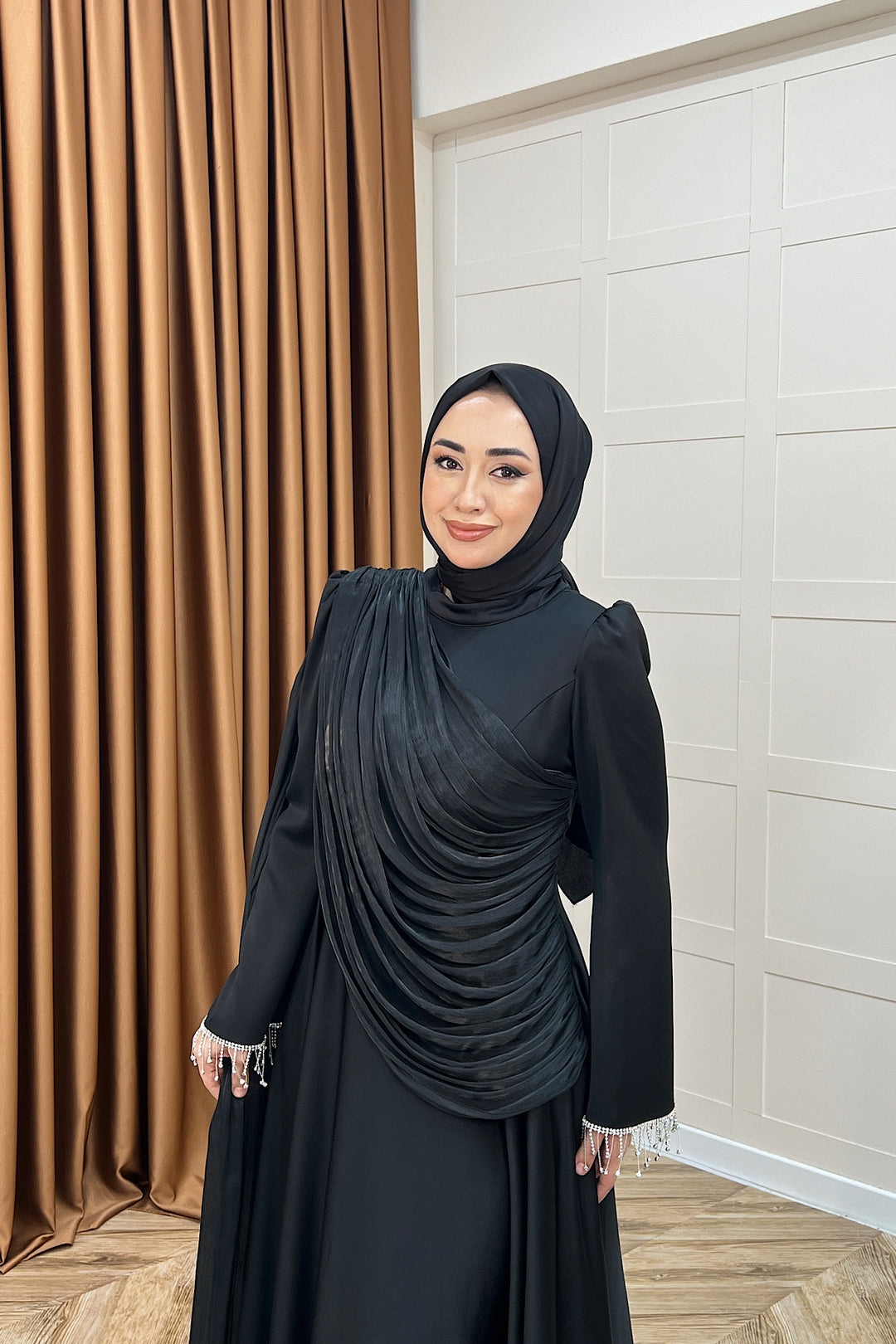 Lunessa Pelerin Detay Abiye Siyah 3100-SIYAH