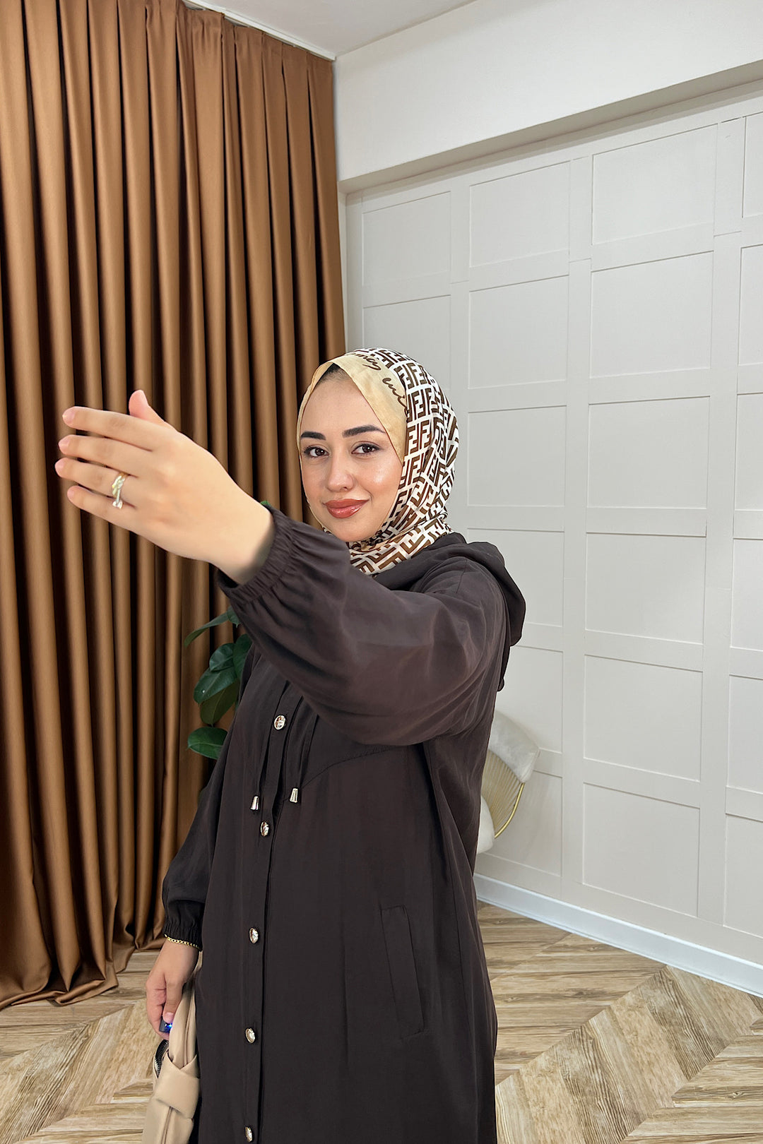 004-Liana Düğmeli Kap Kahverengi 004-KAHVERENGI