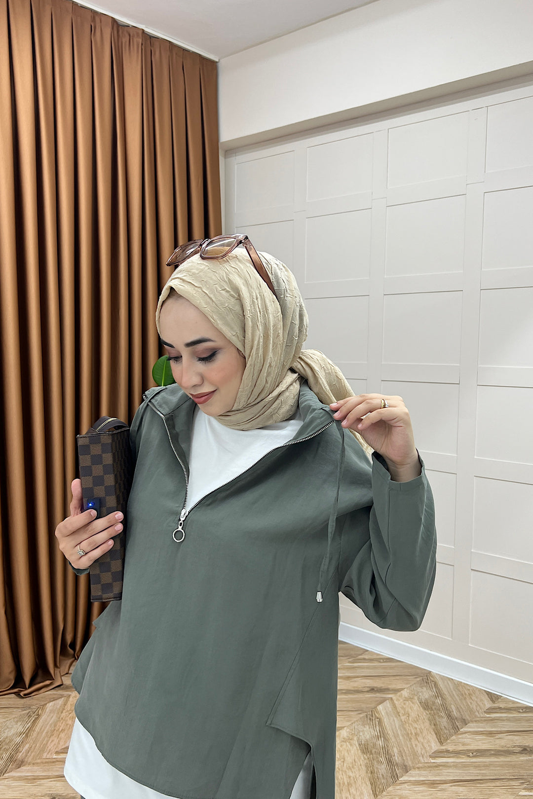 Almira Yarım Fermuar İkili Takım Yeşil 08370-YESIL