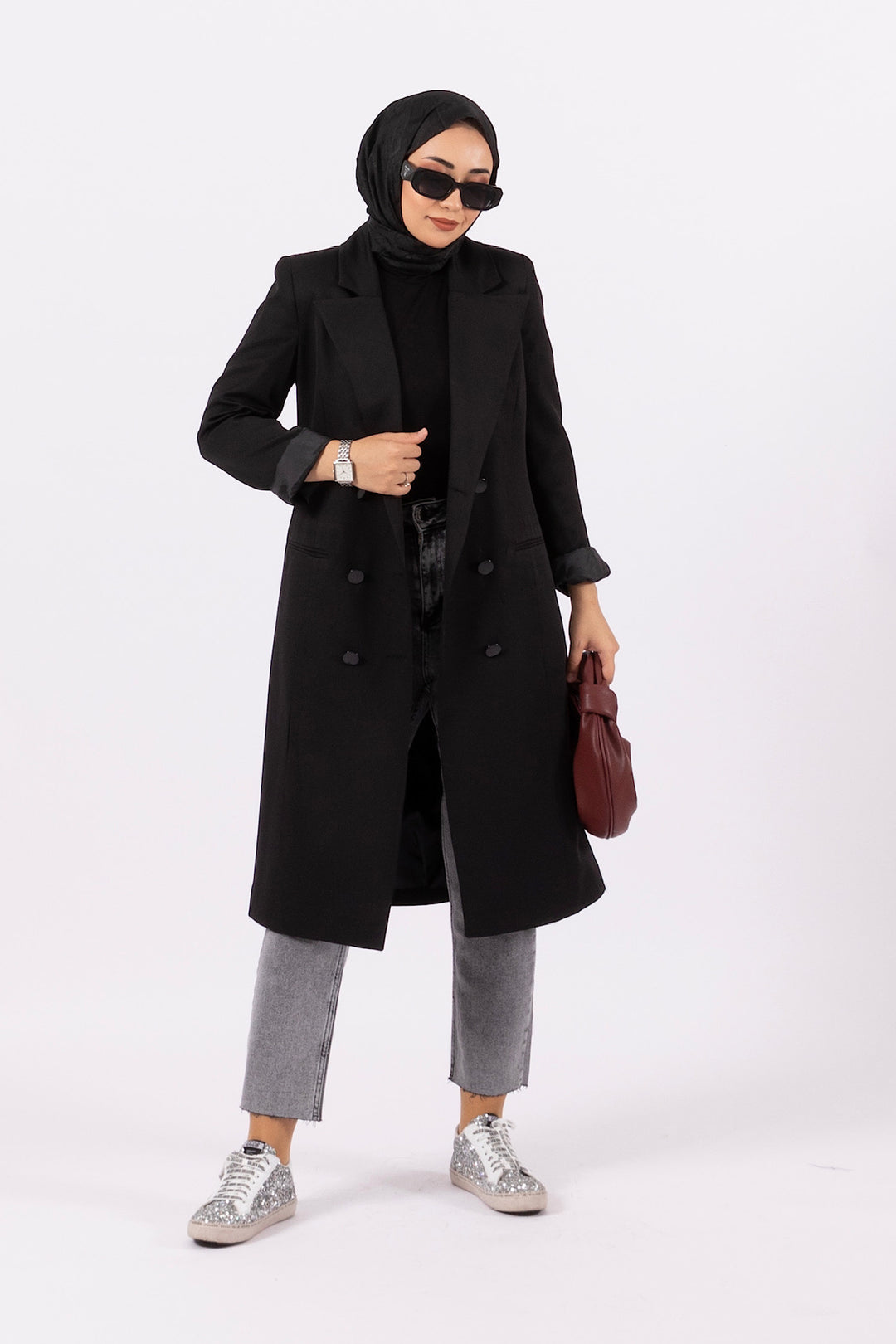 Uzun Blazer Ceket Siyah 24K6109-SIYAH