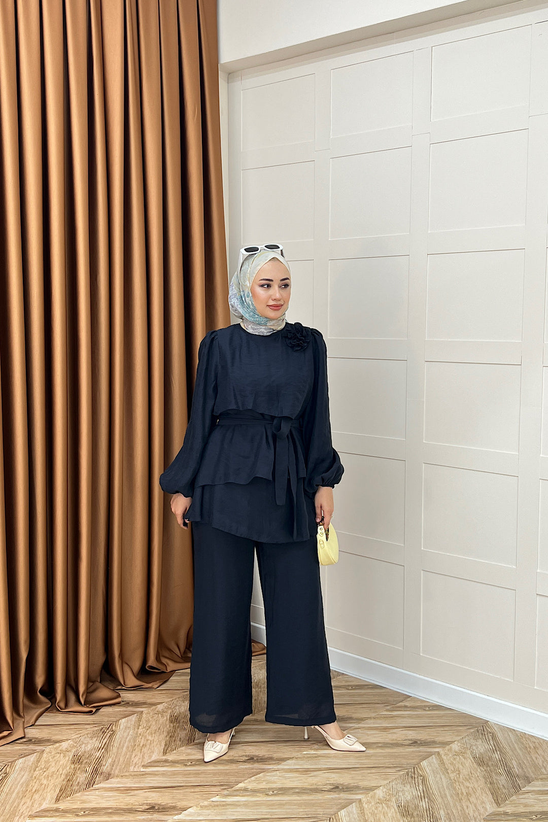 Aura Broş Detay Takım Lacivert 74001-LACIVERT