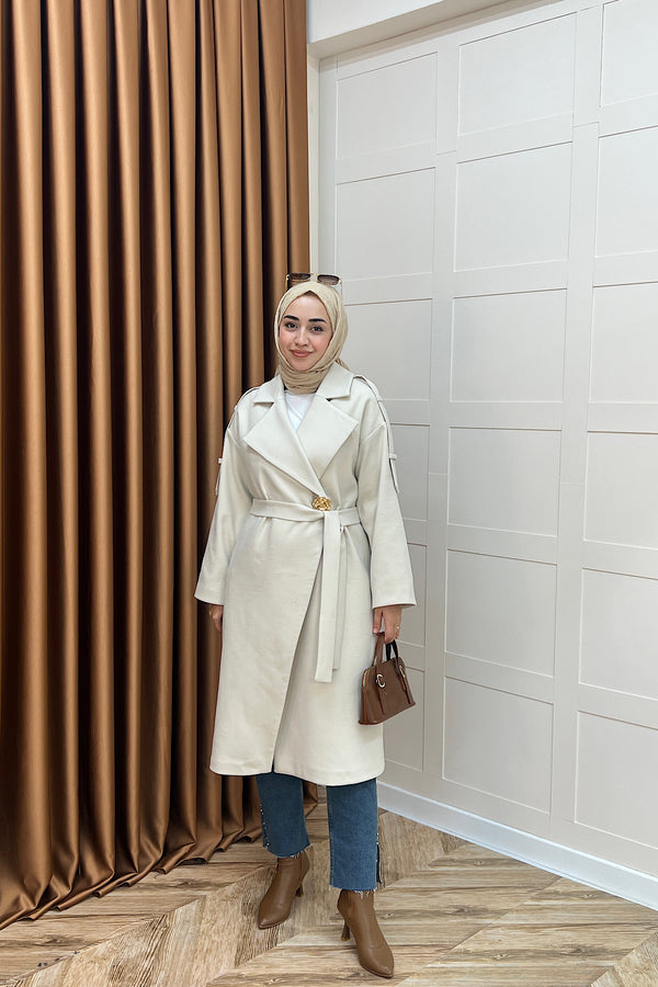 Parya Omuz Detay Kaşe Kaban Taş 5531-TAS