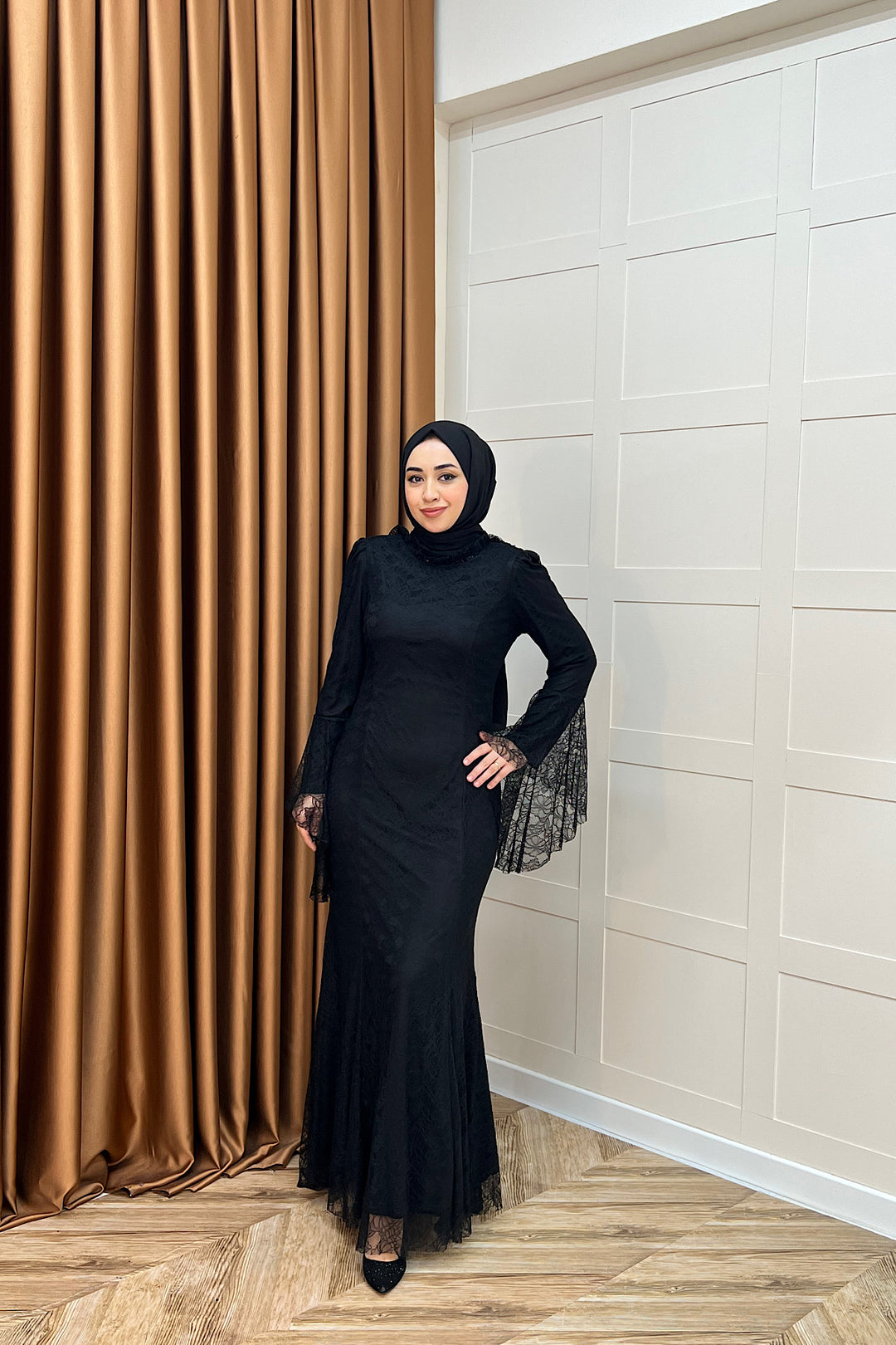 Lucia Dantel Balık Abiye Siyah 3085-SIYAH