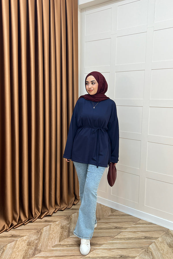 Türev Duble Kol Tunik Lacivert 6060-LACIVERT