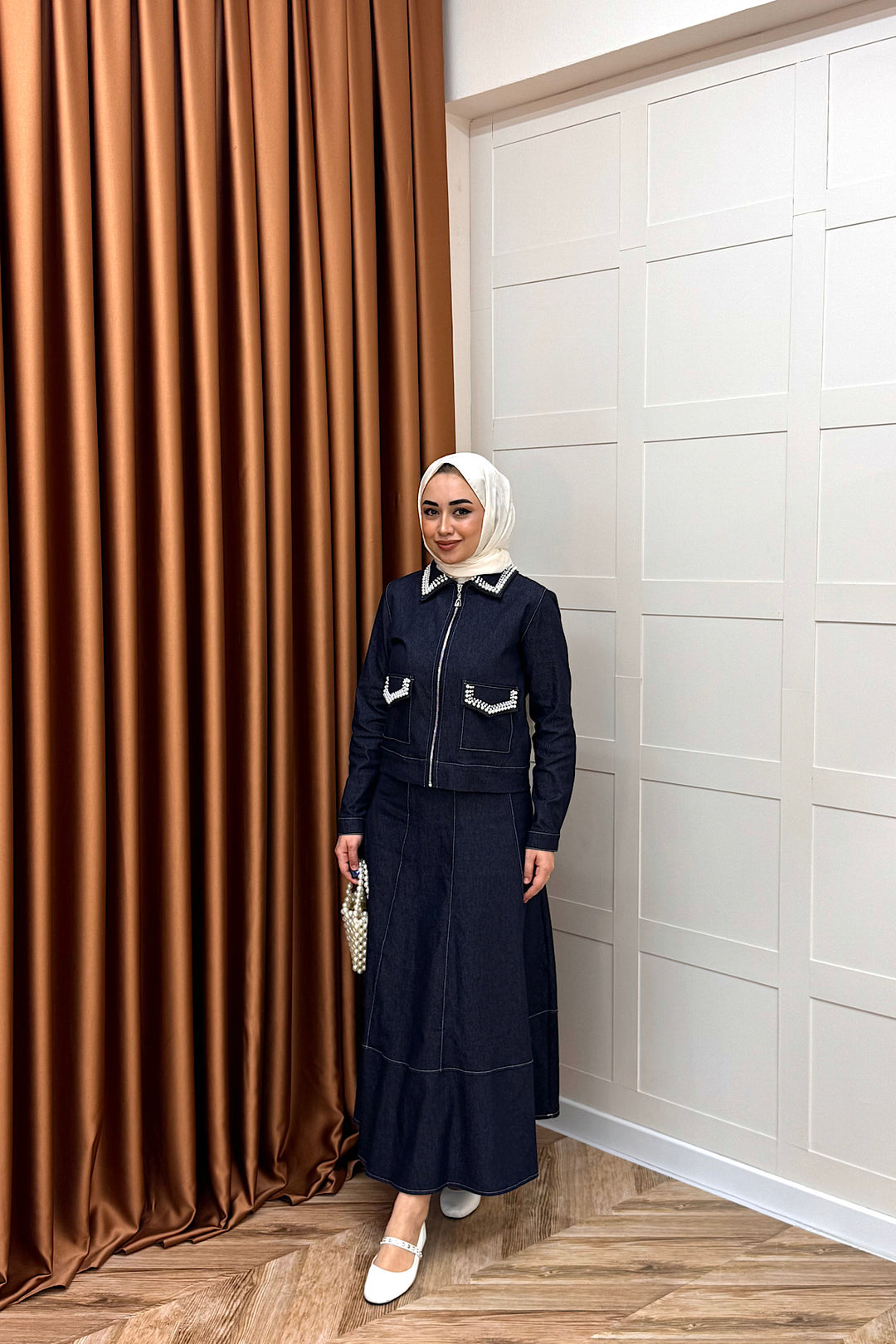 Klara İnci Detay Kot Takım Lacivert 3095-LACIVERT