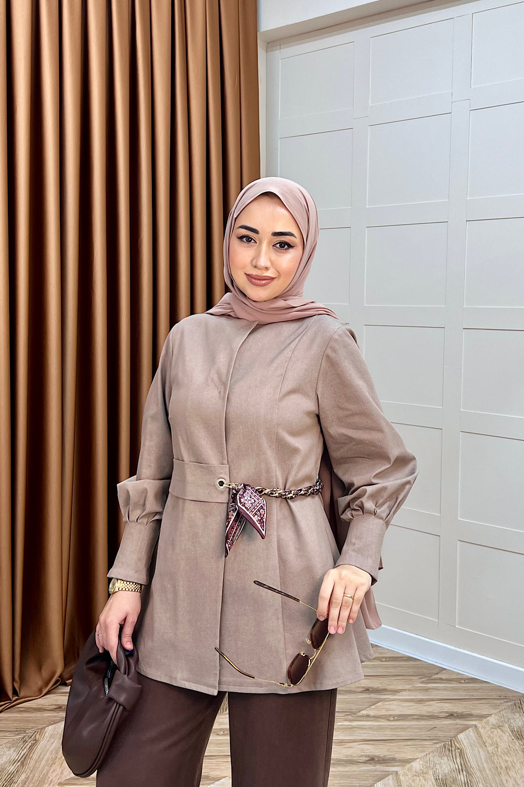 Wanda Fular Kemer Detay Gabardin Kap Vizon 26029-VIZON