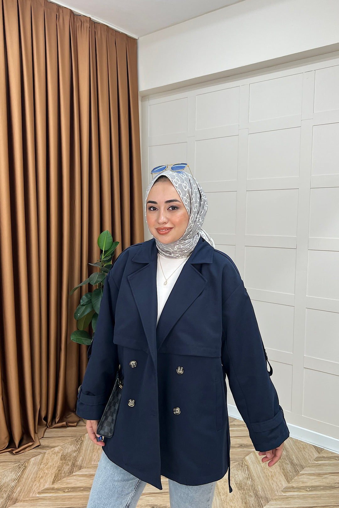 Pera Kuşaklı Trençkot Lacivert 5534-LACIVERT