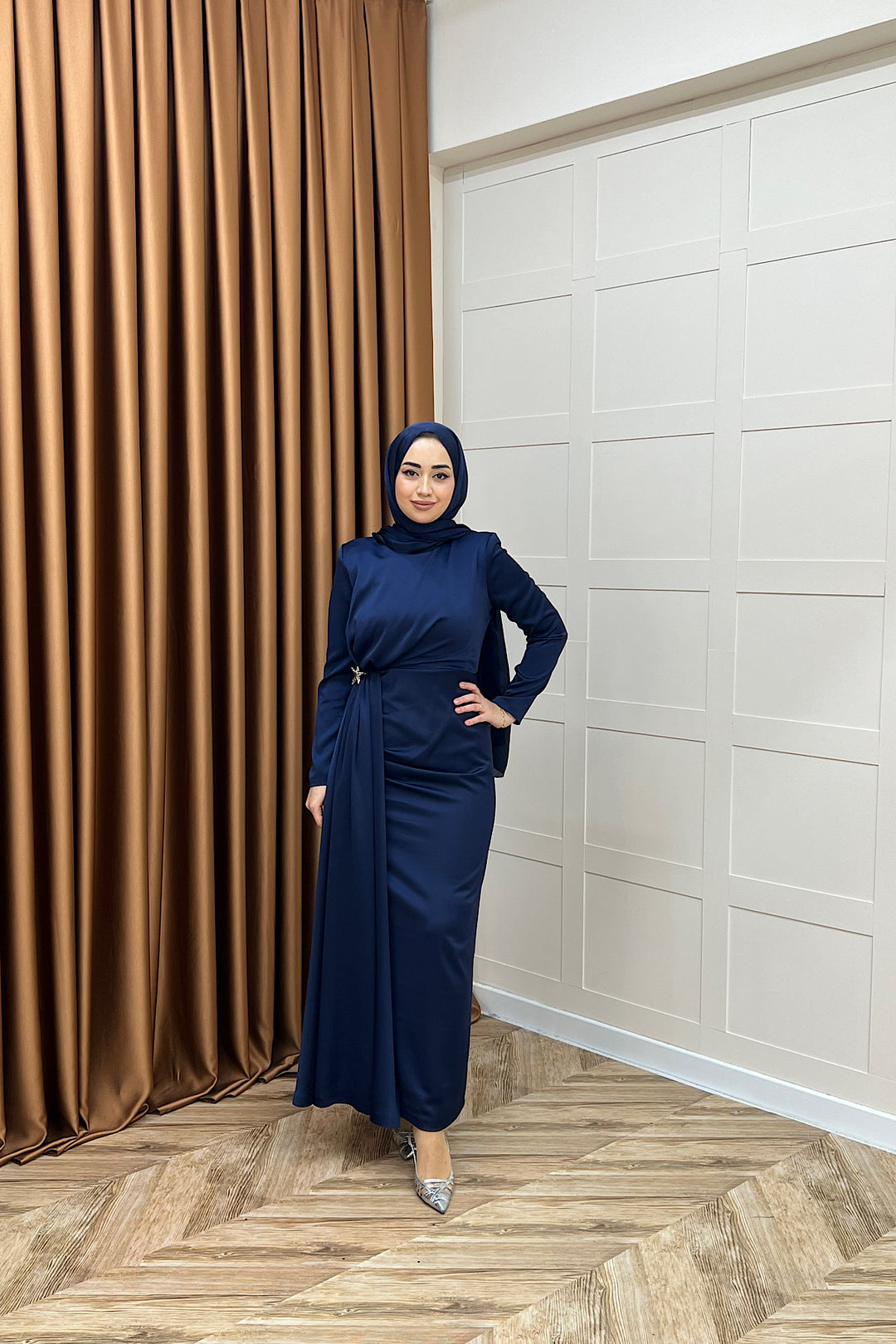 Hazel Saten Abiye Lacivert 3084-LACIVERT