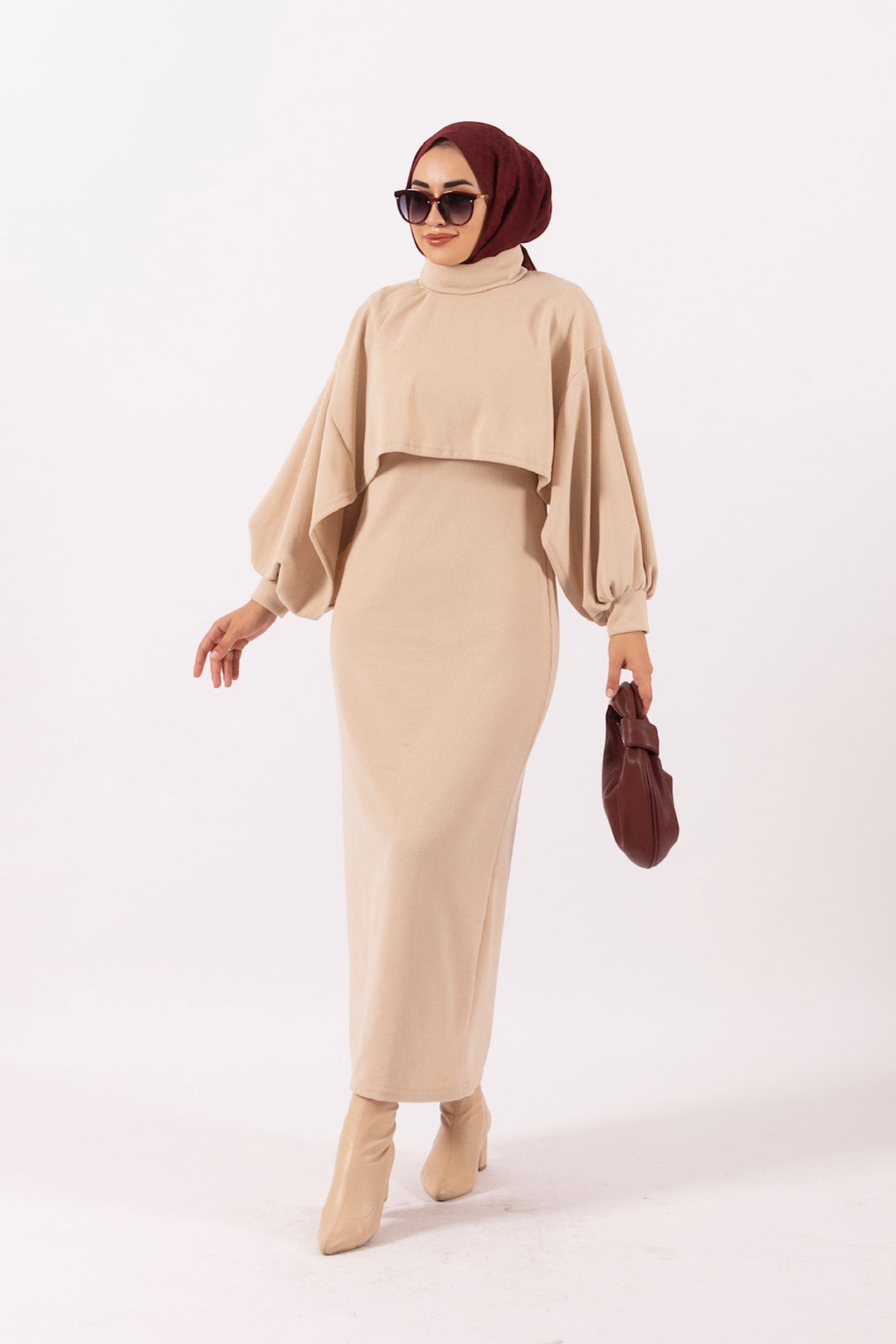 Ghazel İkili Örme Elbise Taş 24K4868-TAS