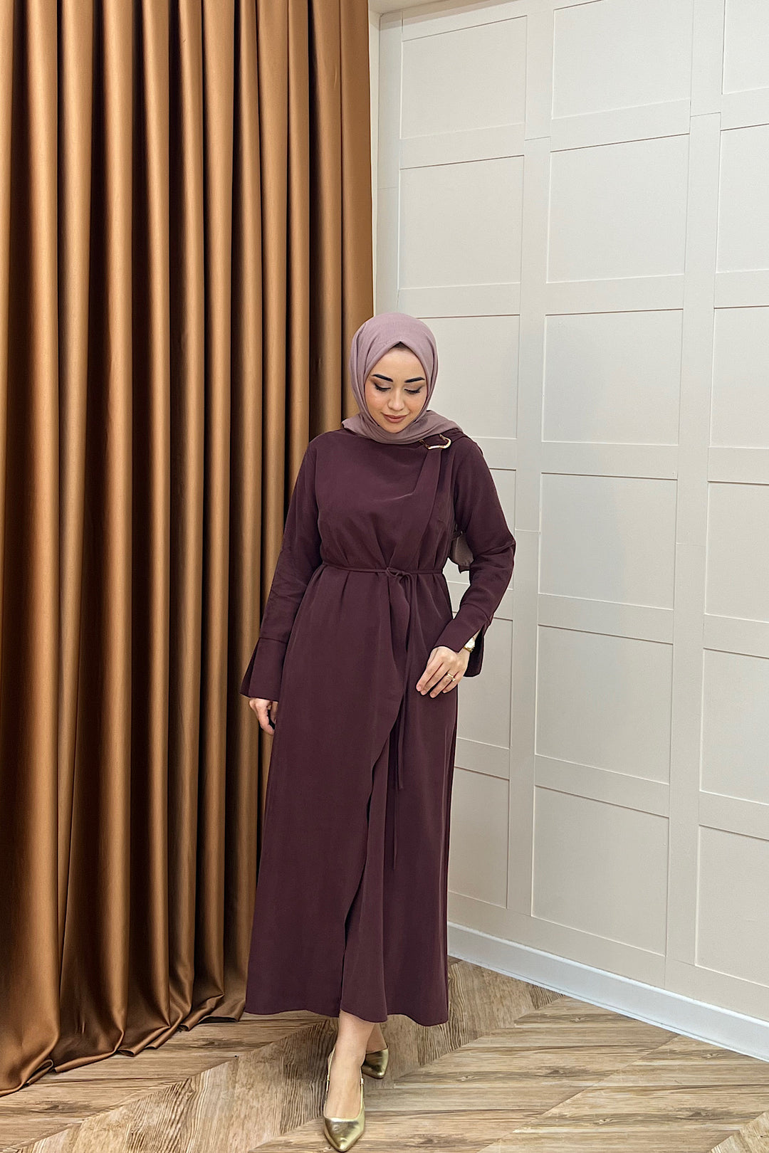 Paria Toka Detay Elbise Bordo 3345-BORDO