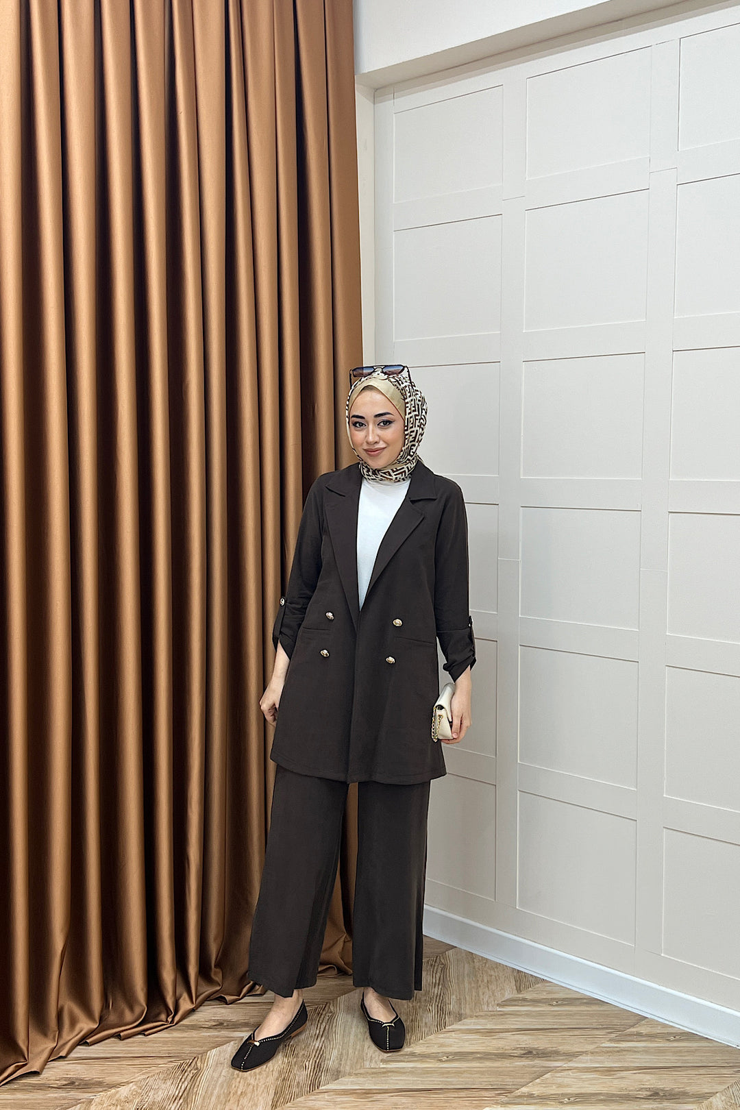 Sandra Ceketli Takım Kahverengi 5003-KAHVERENGI