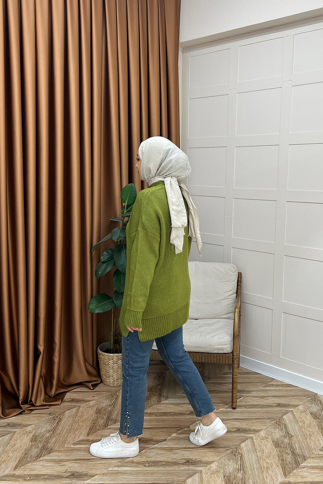 Lones Yumoş Tunik Yağ Yeşili 26194-YAGYESILI