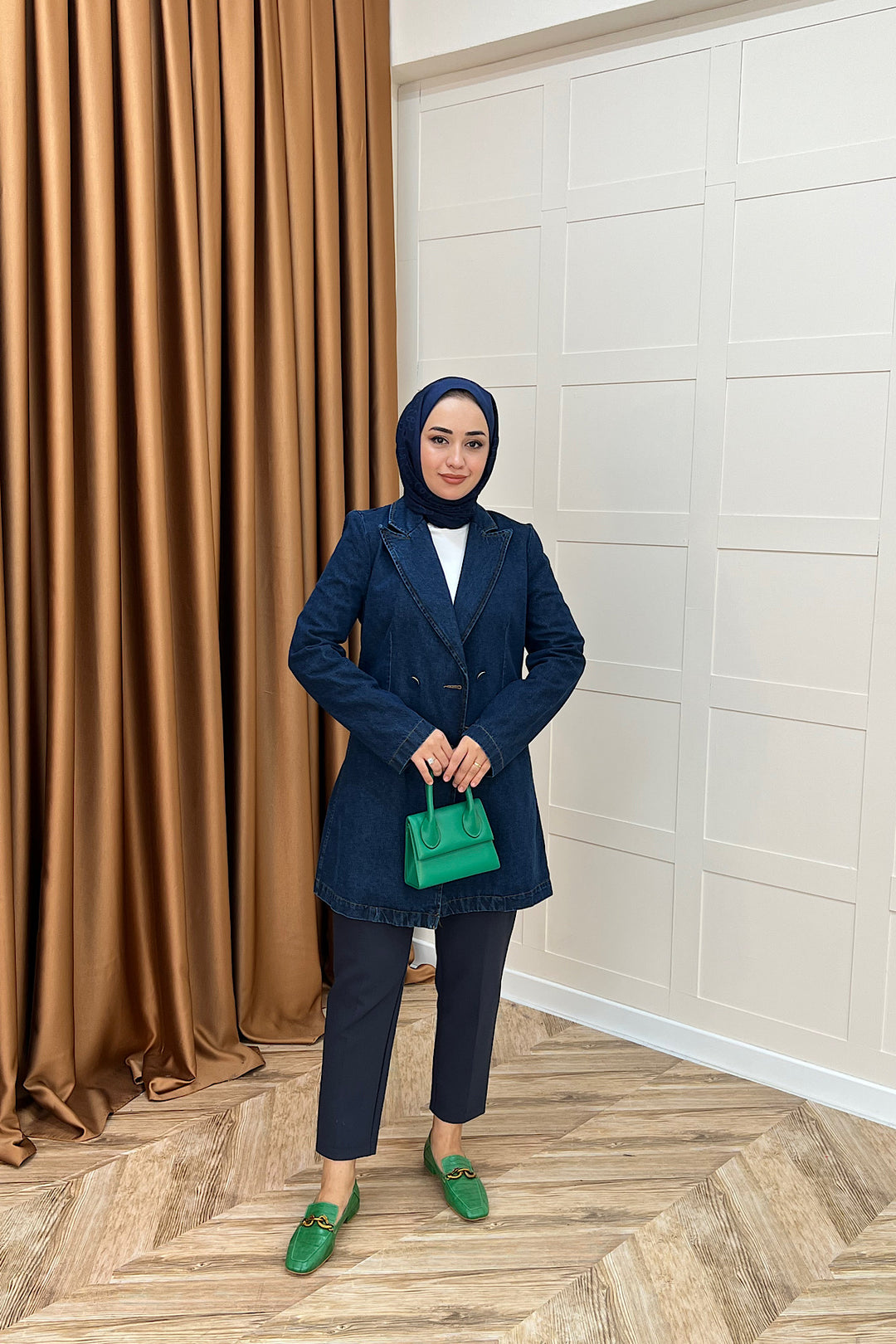 Dört Düğme Kot Ceket Lacivert 6187-LACIVERT