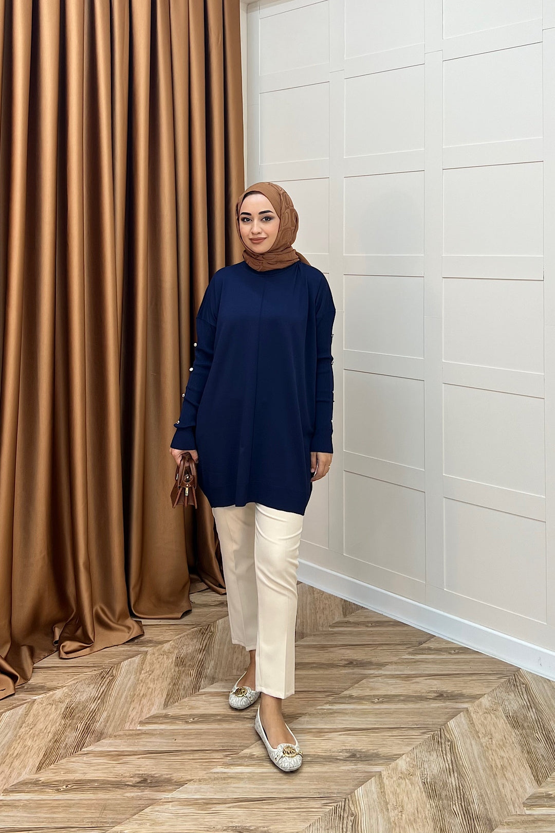 Kol Düğmeli Triko Tunik Lacivert 24280-LACIVERT