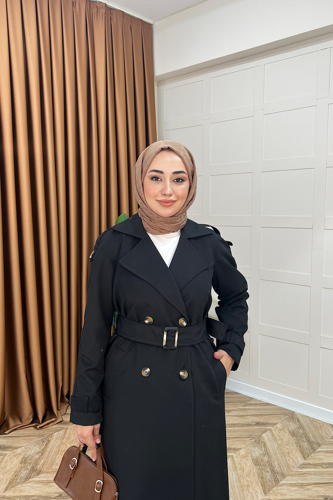 Pamella Kuşaklı Trençkot Siyah 5533-SIYAH