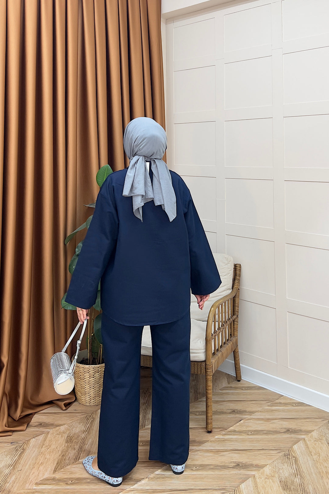 Nilda Aksesuar Düğmeli Takım Lacivert 62812-LACIVERT
