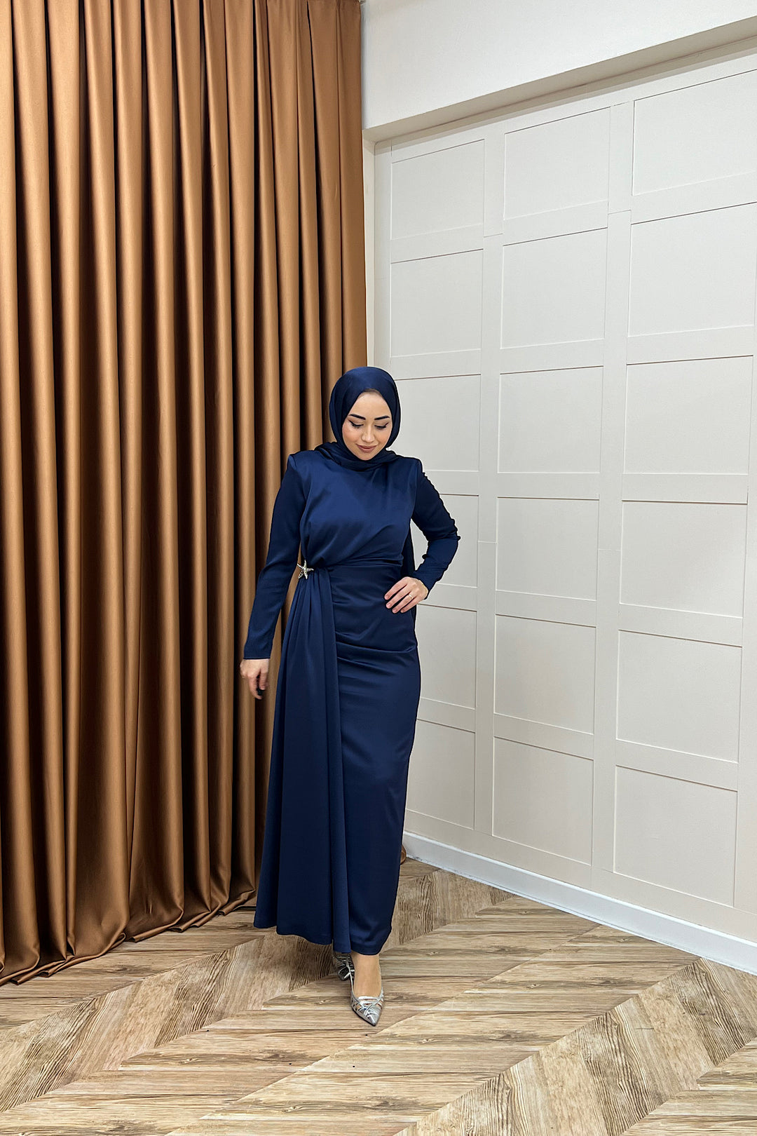 Hazel Saten Abiye Lacivert 3084-LACIVERT