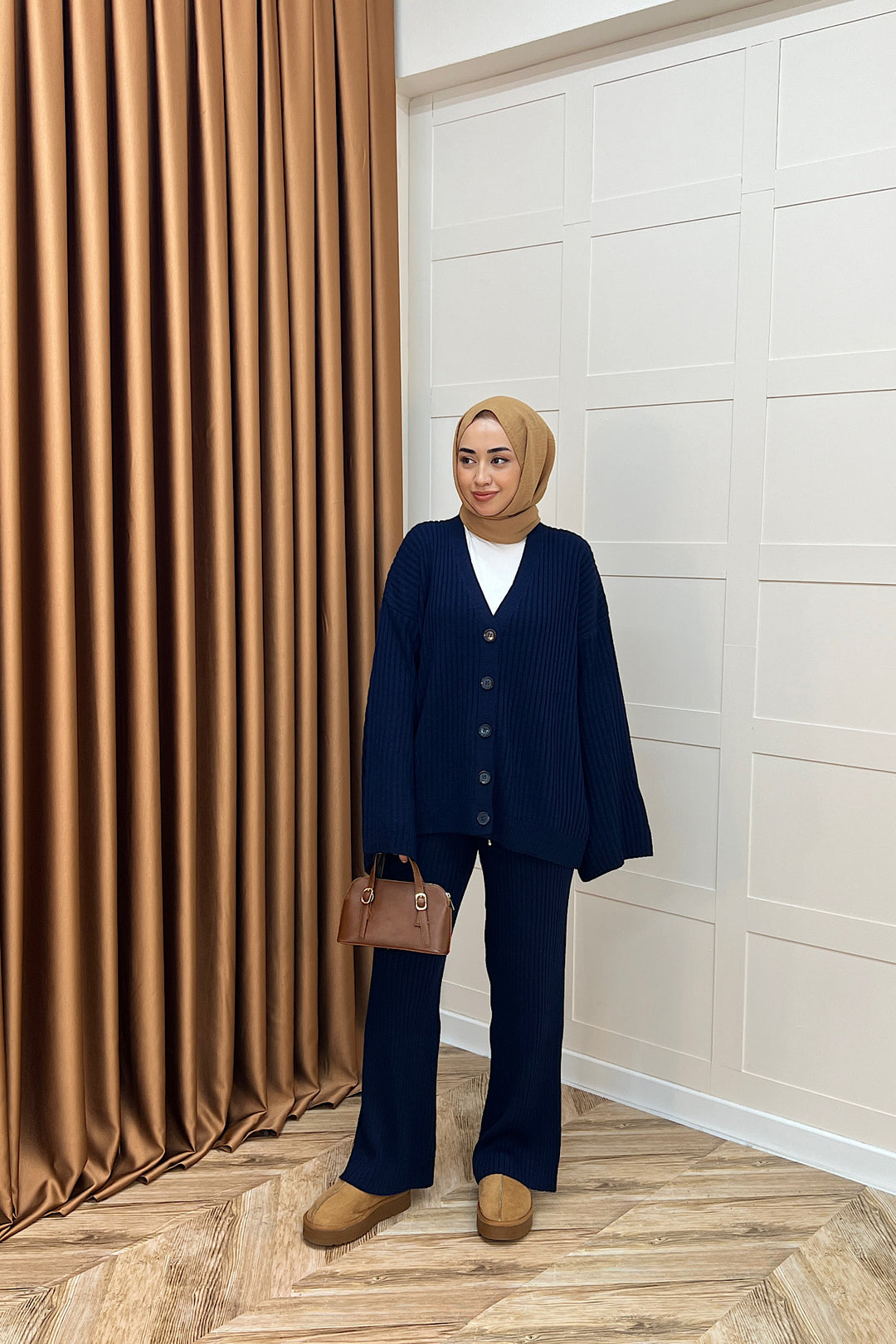 Galata Fitilli Triko Hırka Takım Lacivert 25630-LACIVERT