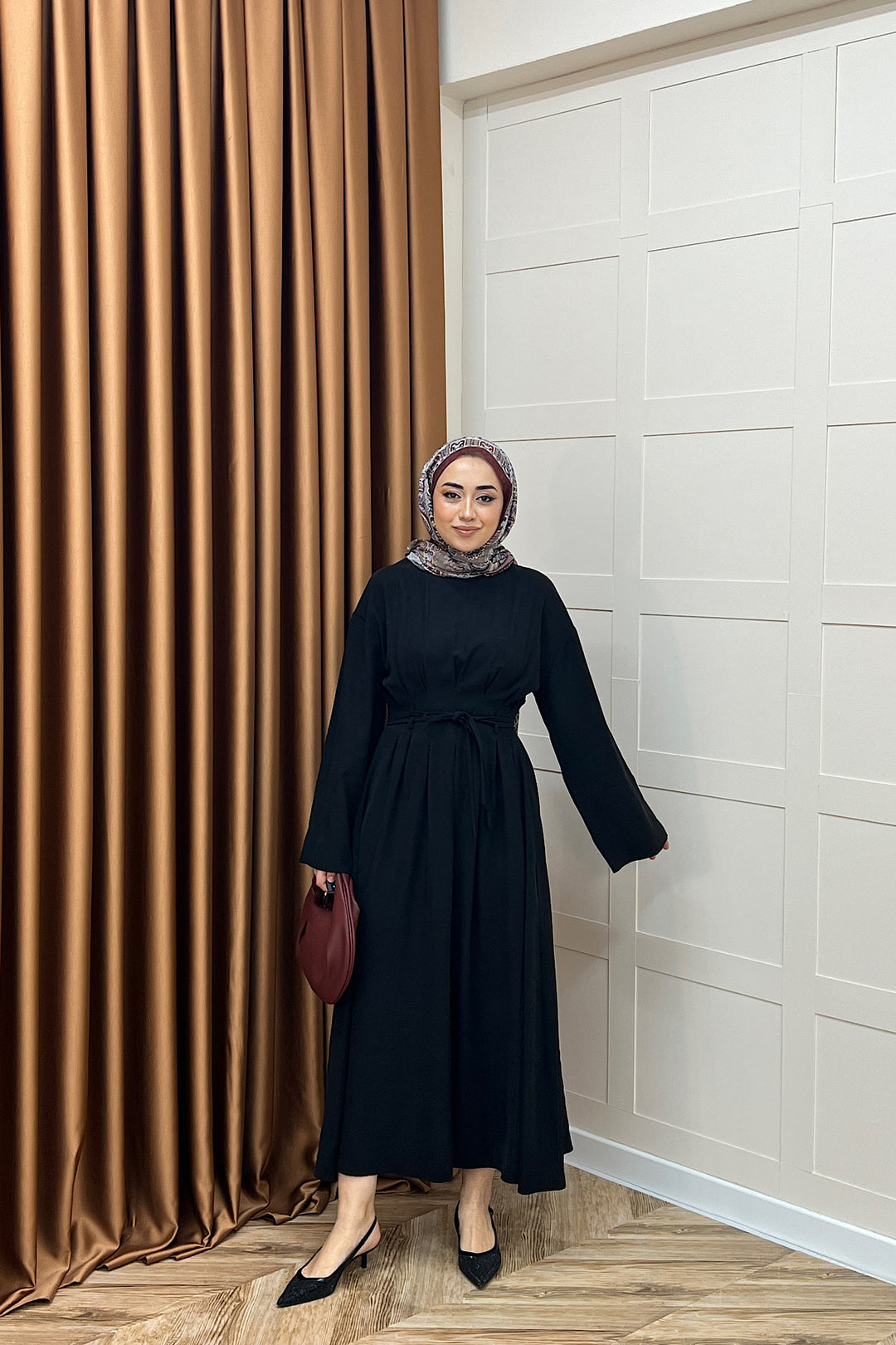 Alya Belden Bağlamalı Elbise Siyah 39020-SIYAH