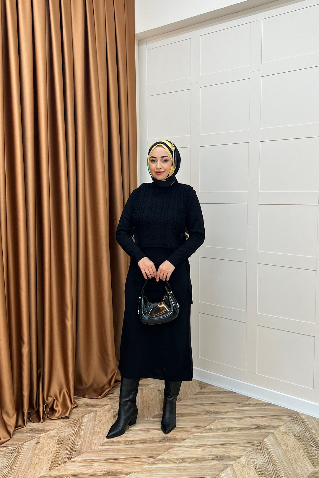 Barles İkili Triko Elbise Siyah 25220-SIYAH