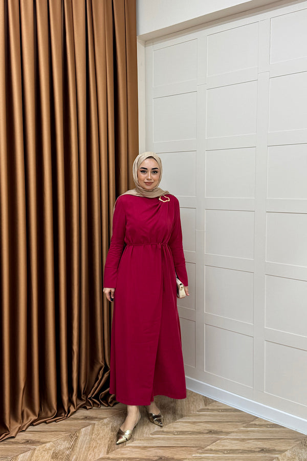 Paria Toka Detay Elbise Kırmızı 3345-KIRMIZI