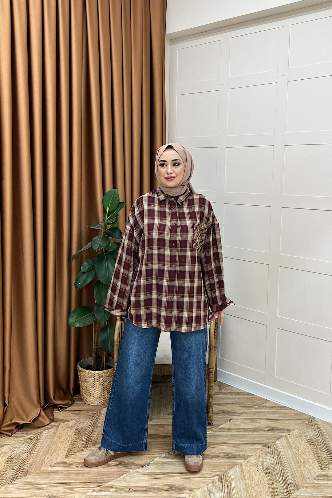 Ekose Gömlek Bordo 5163-BORDO