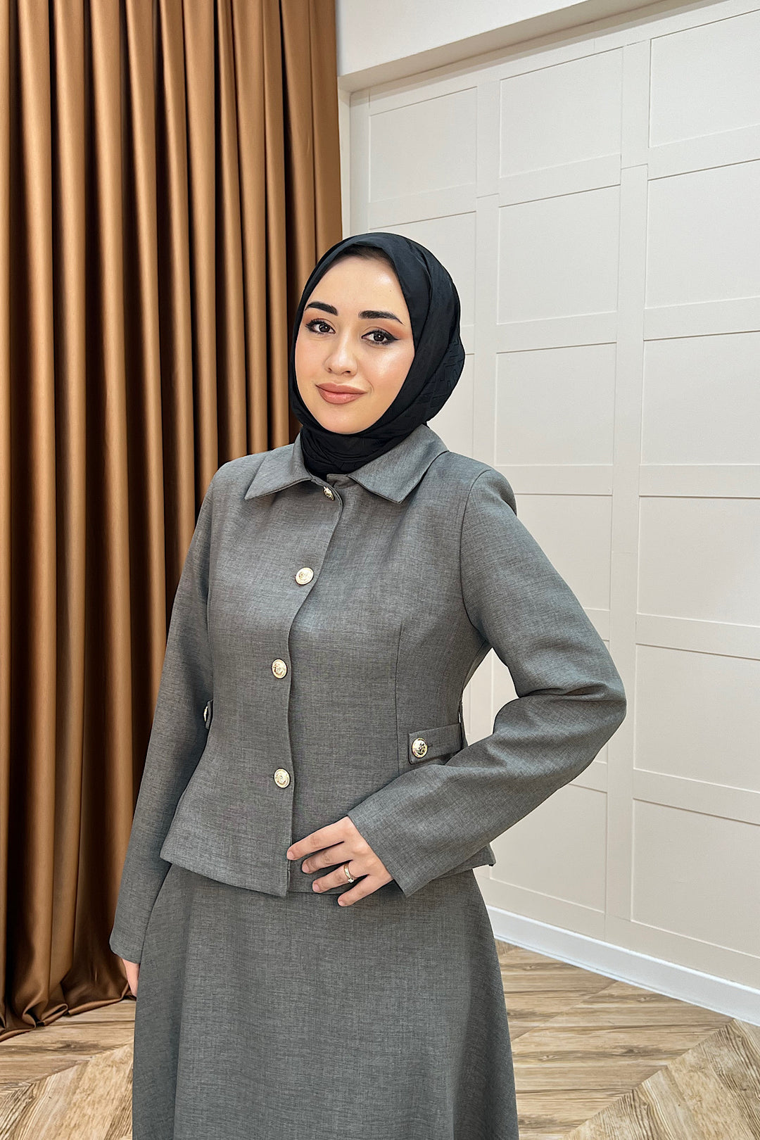 Pırlanta Etek Takım Gri 3179-GRI