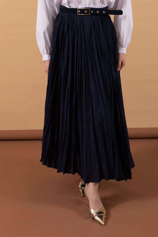 Begonya Piliseli Etek Lacivert 6398-LACIVERT