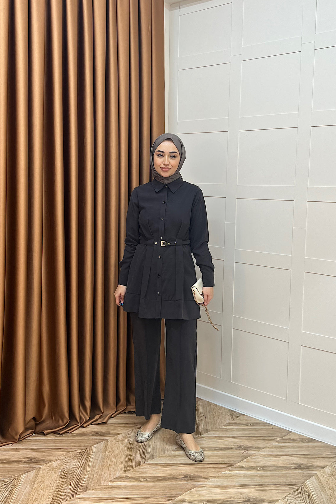 Tuana Belden Kemerli İkili Takım Kahverengi 2994-KAHVERENGI