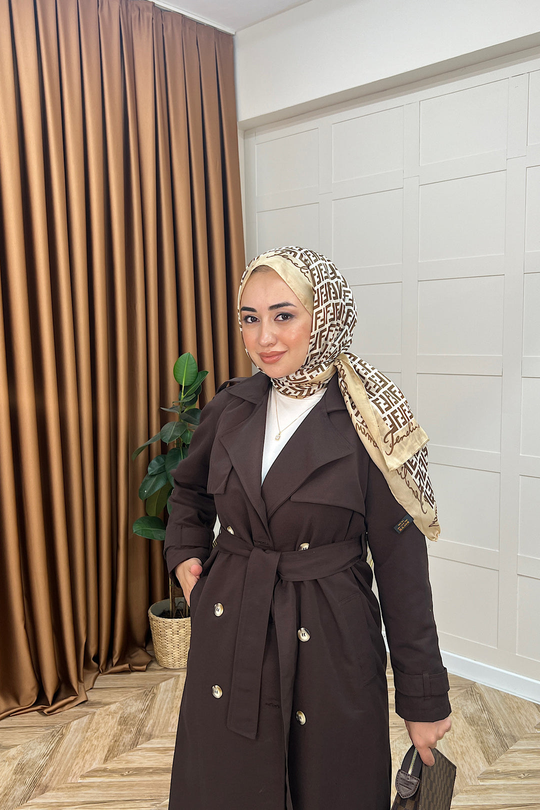 Hazel Astarlı Trençkot Kahverengi 5532-KAHVERENGI