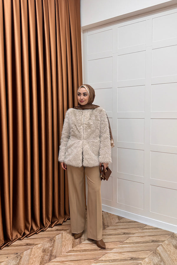 Divine Kürk Kaban Krem 5524-KREM