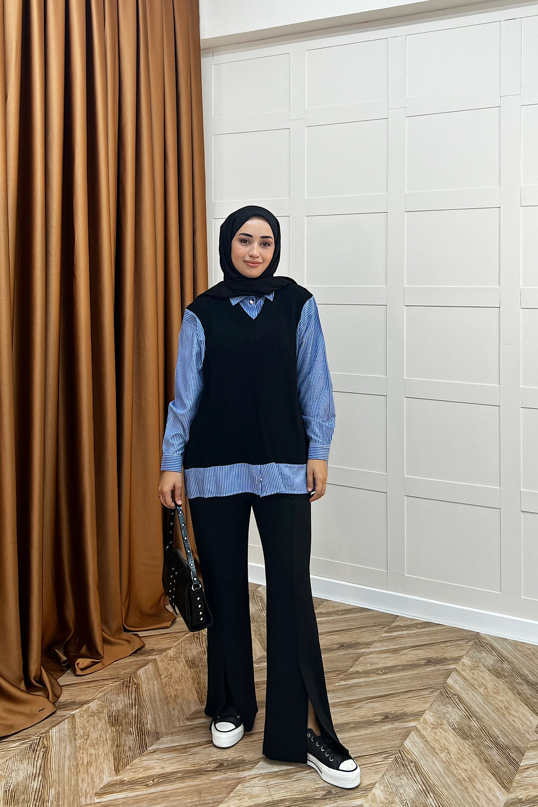 Triko Süveterli Gömlek Siyah 24730-SIYAH