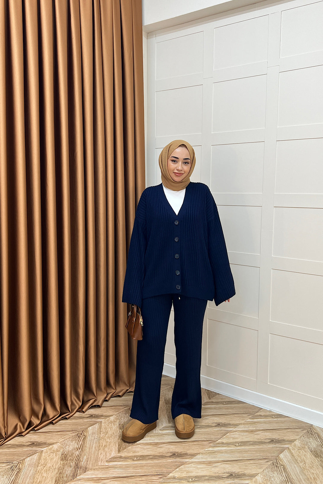 Galata Fitilli Triko Hırka Takım Lacivert 25630-LACIVERT