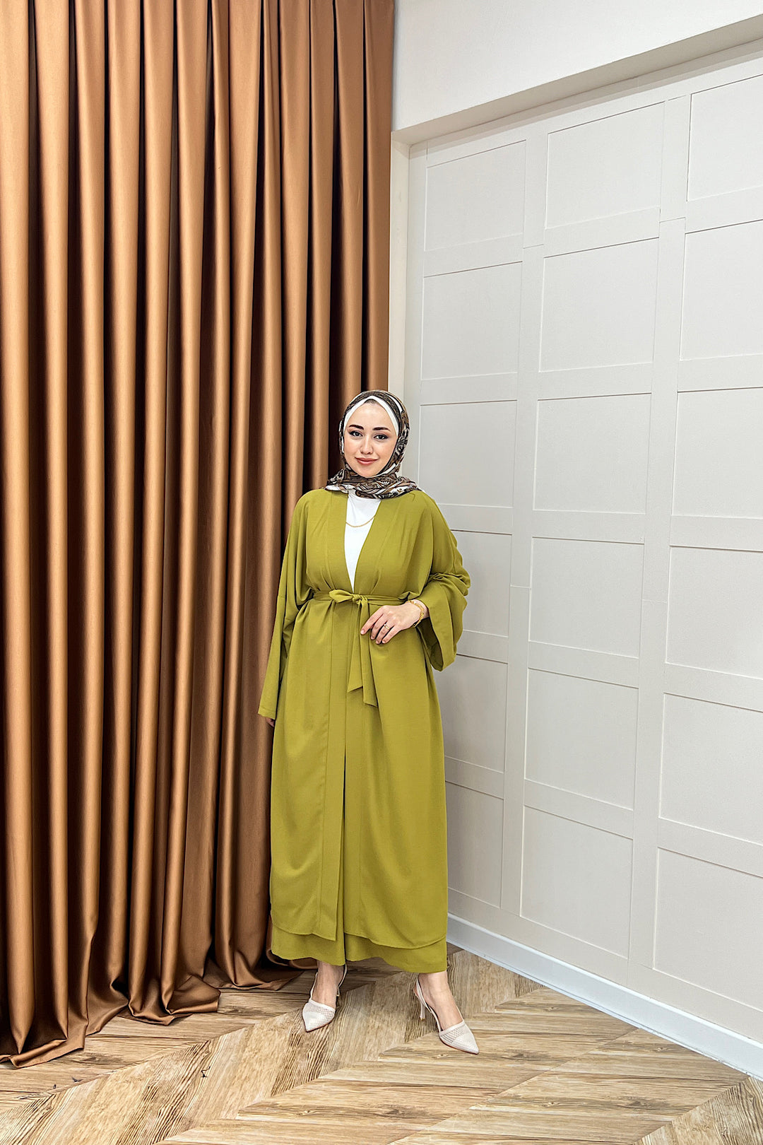Mina İkili Kimono Takım Yağ Yeşili 8571-YAGYESILI
