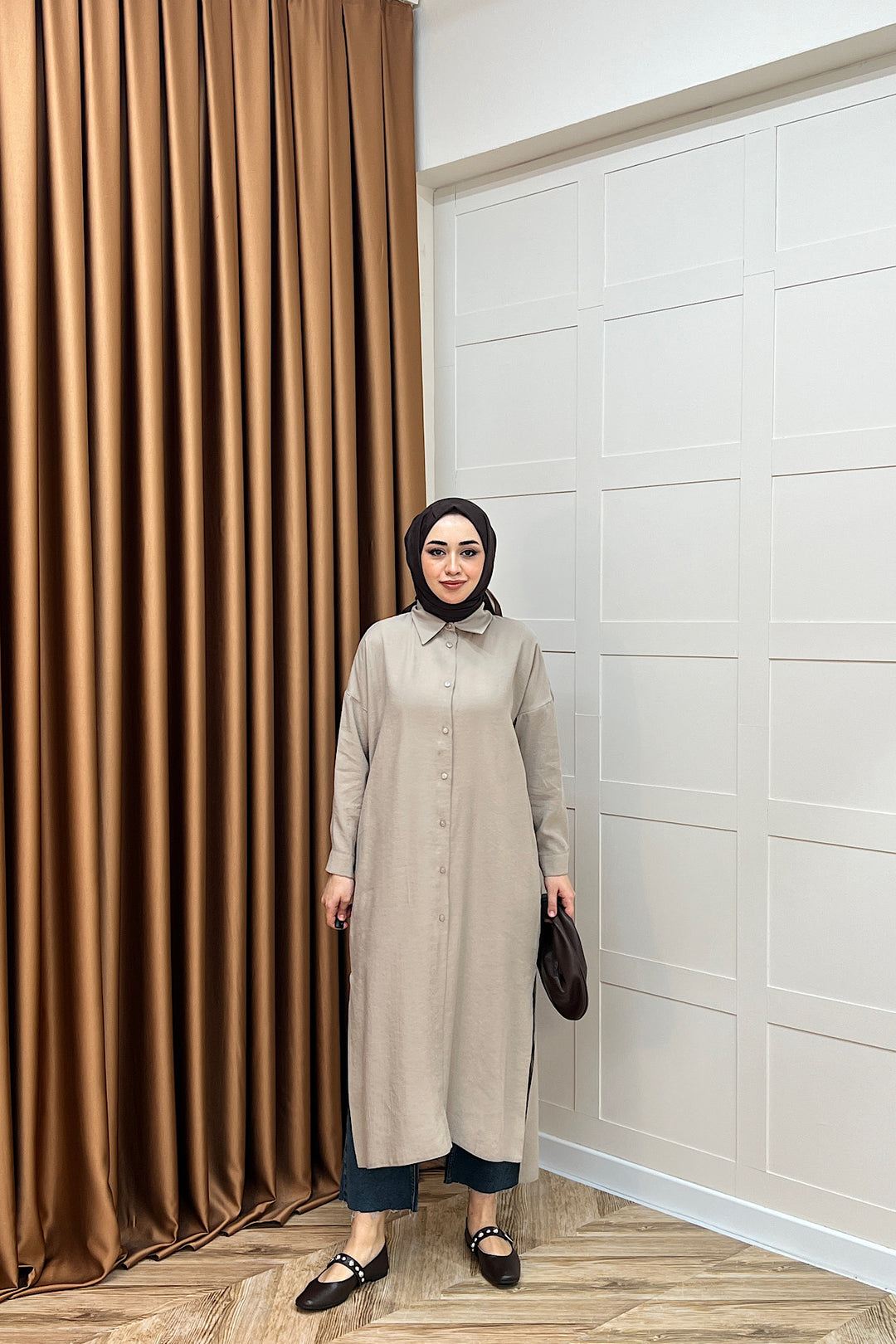 Cupra Uzun Tunik Vizon 02760-VIZON