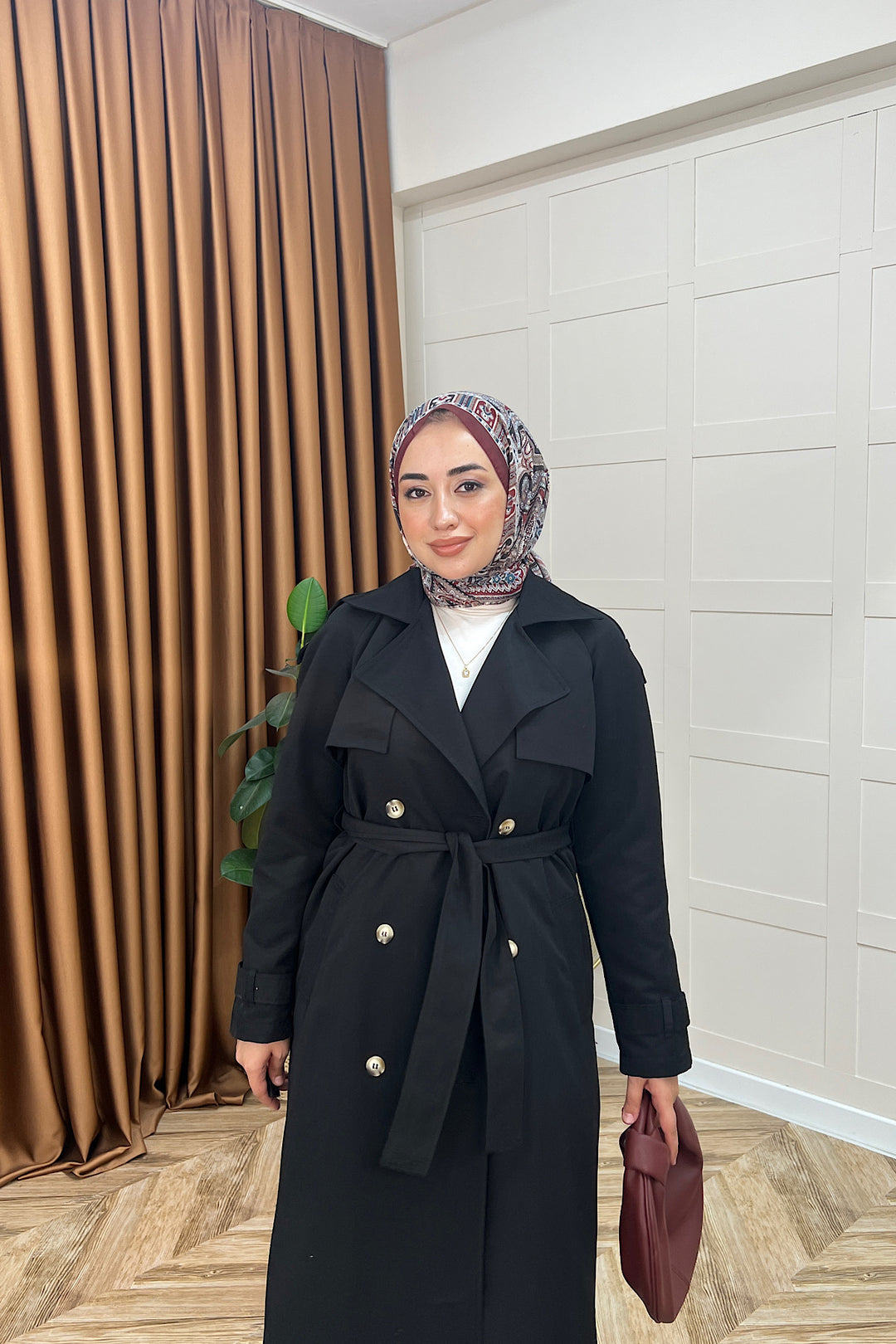 Hazel Astarlı Trençkot Siyah 5532-SIYAH
