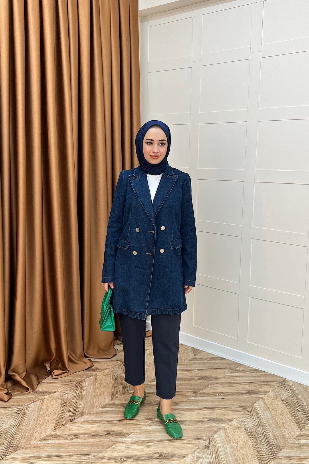 Dört Düğme Kot Ceket Lacivert 6187-LACIVERT