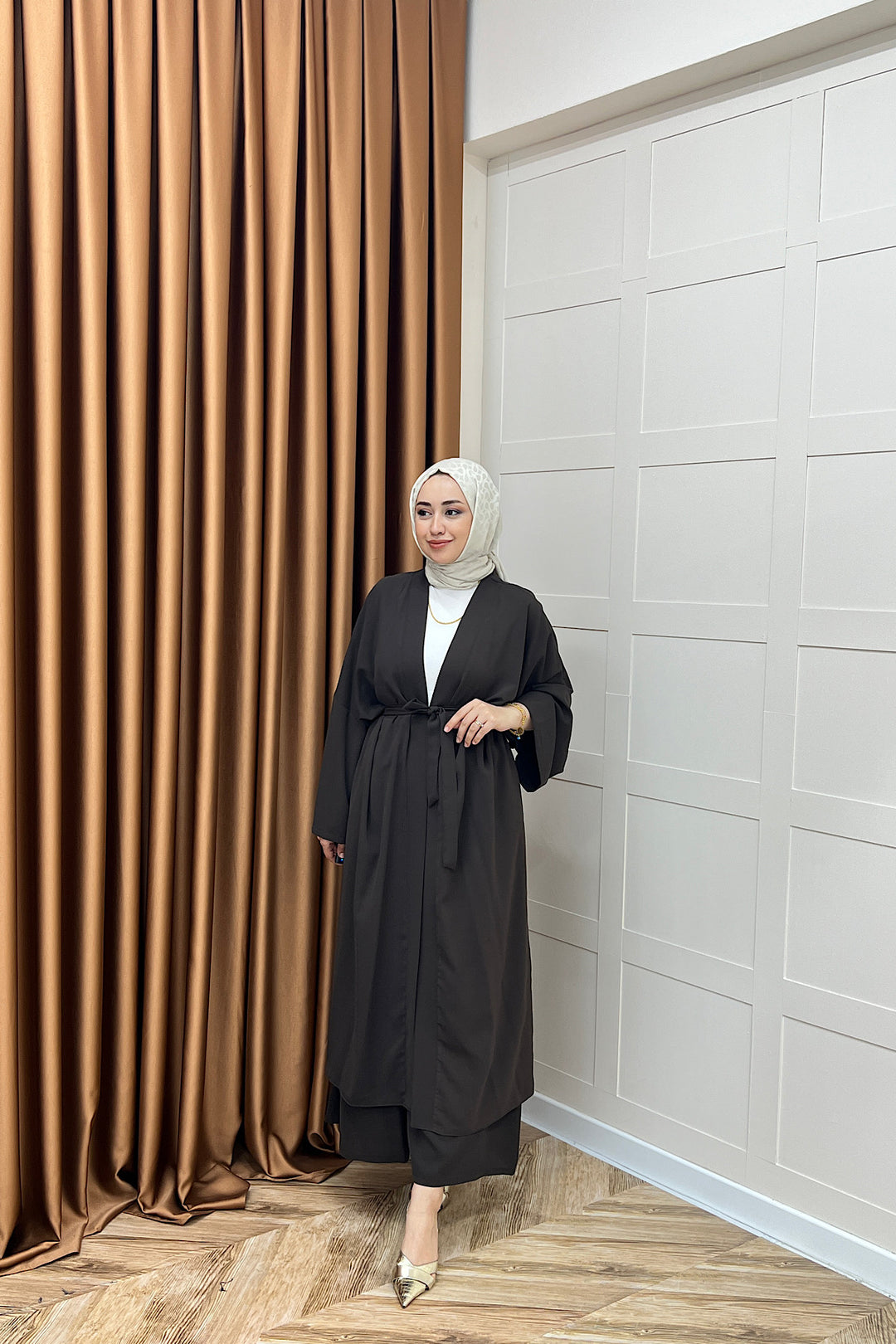 Mina İkili Kimono Takım Kahverengi 8571-KAHVERENGI