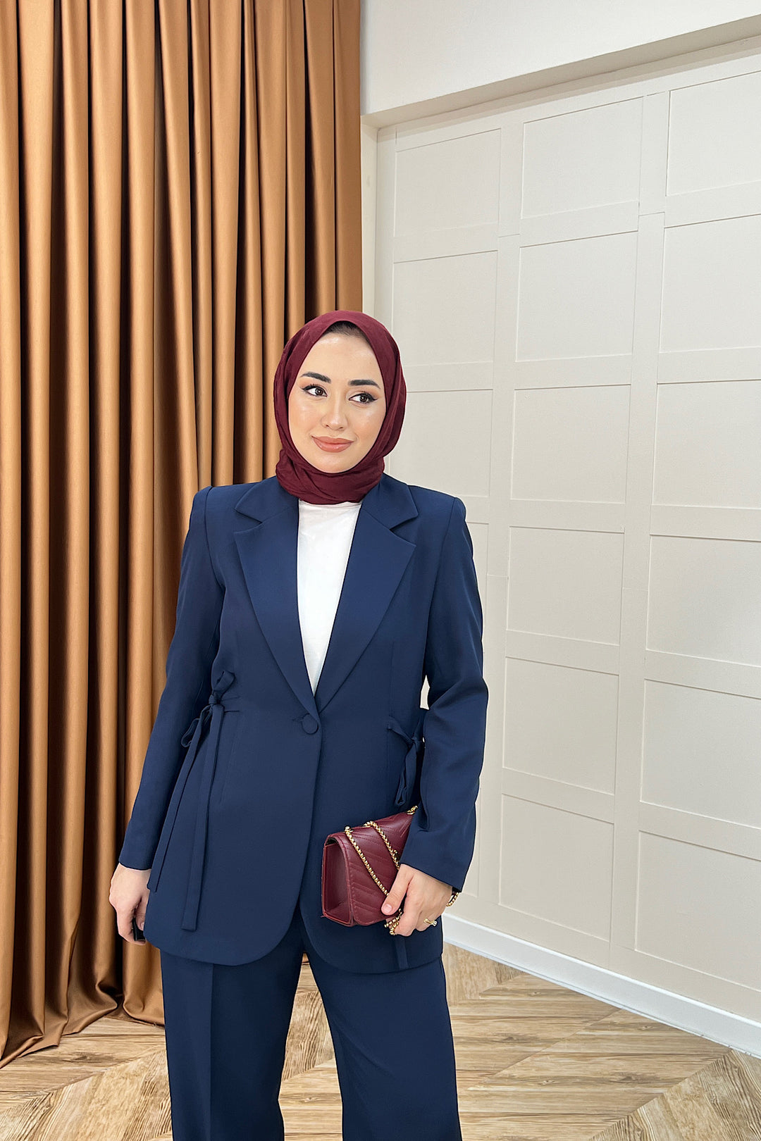 Zeina Bel Detay Ceketli Takım Lacivert 06202-LACIVERT